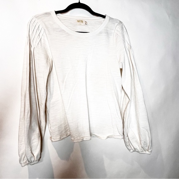 Nation LTD | Cecilia Balloon Sleeve Pima Cotton Top - Picture 1 of 5